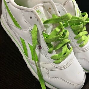 Reebok White and Neon Green Athletic Shoes
